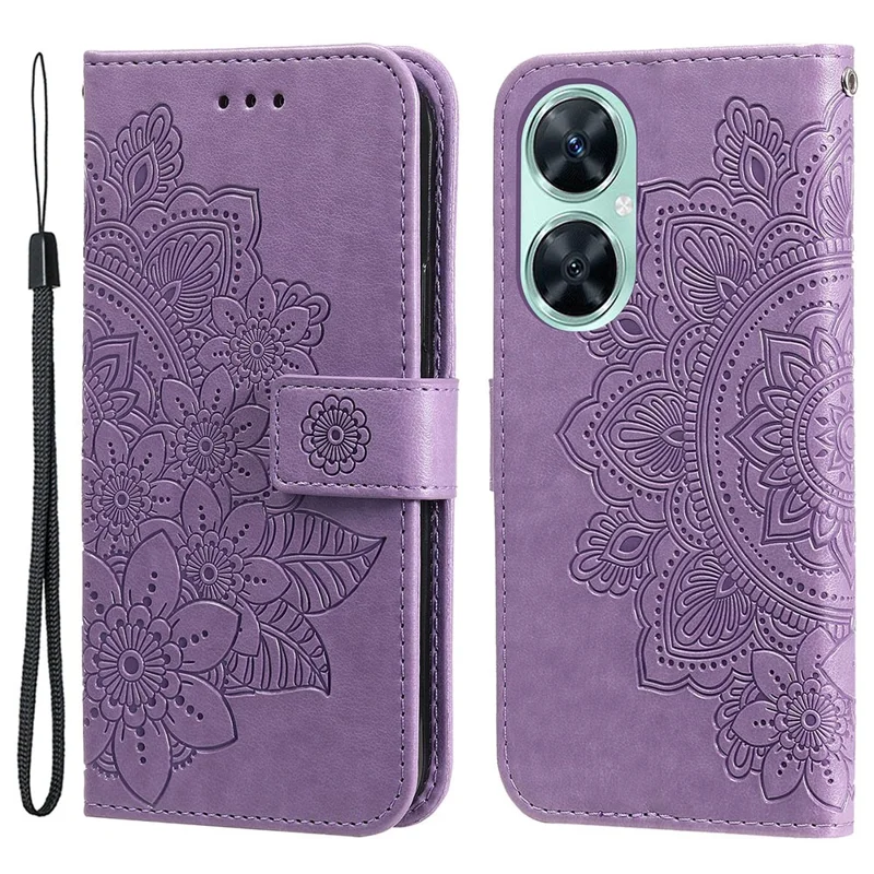 For Huawei nova 11i / Maimang 20 / Enjoy 60 Pro Case Floral Pattern PU Leather Wallet Stand Phone Cover - Purple