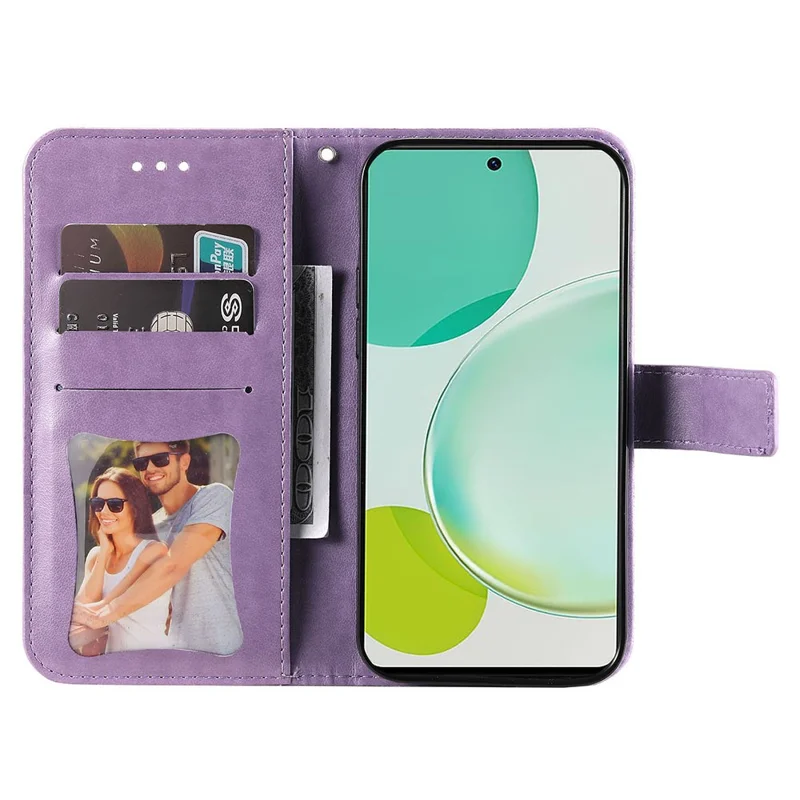 For Huawei nova 11i / Maimang 20 / Enjoy 60 Pro Case Floral Pattern PU Leather Wallet Stand Phone Cover - Purple