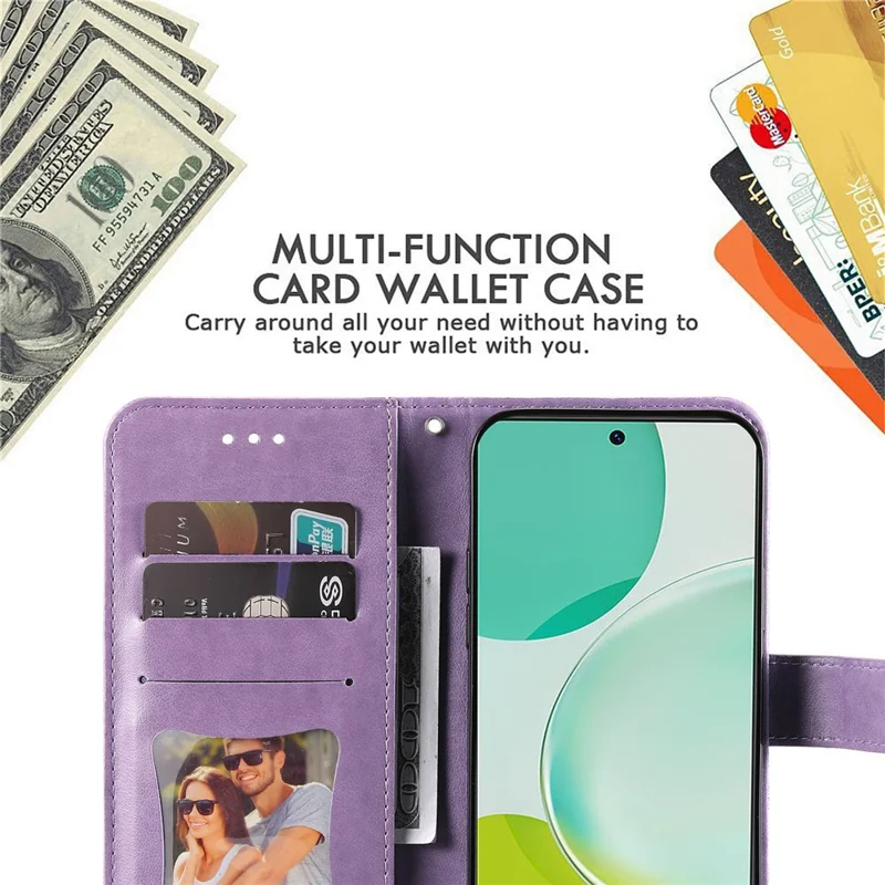 For Huawei nova 11i / Maimang 20 / Enjoy 60 Pro Case Floral Pattern PU Leather Wallet Stand Phone Cover - Purple
