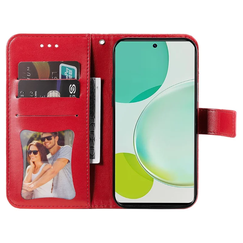 For Huawei nova 11i / Maimang 20 / Enjoy 60 Pro Case Floral Pattern PU Leather Wallet Stand Phone Cover - Red