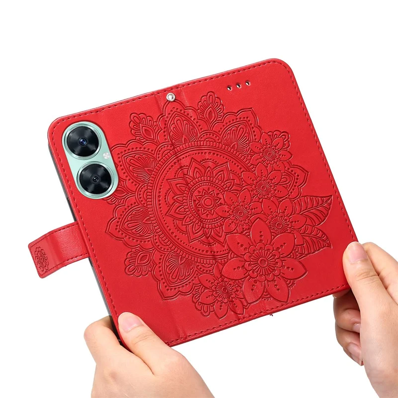 For Huawei nova 11i / Maimang 20 / Enjoy 60 Pro Case Floral Pattern PU Leather Wallet Stand Phone Cover - Red