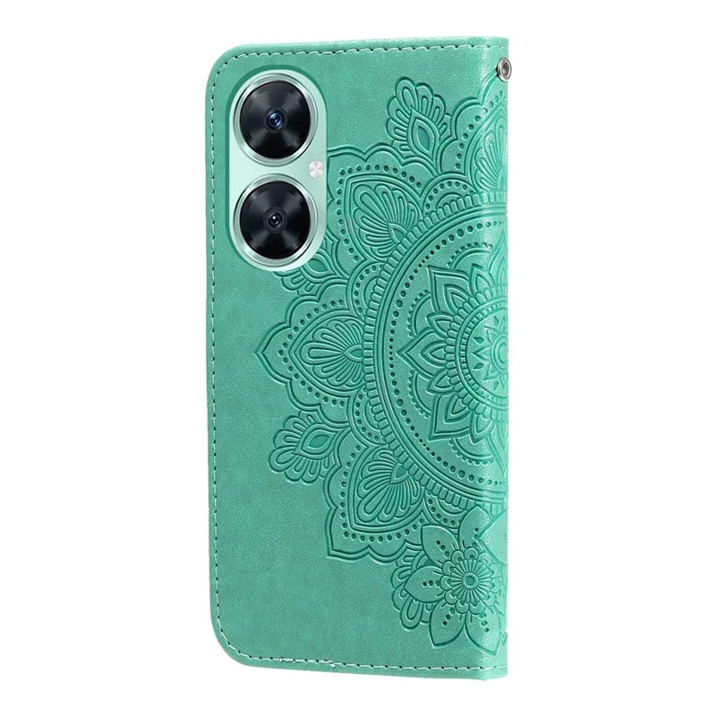 For Huawei nova 11i / Maimang 20 / Enjoy 60 Pro Case Floral Pattern PU Leather Wallet Stand Phone Cover - Green