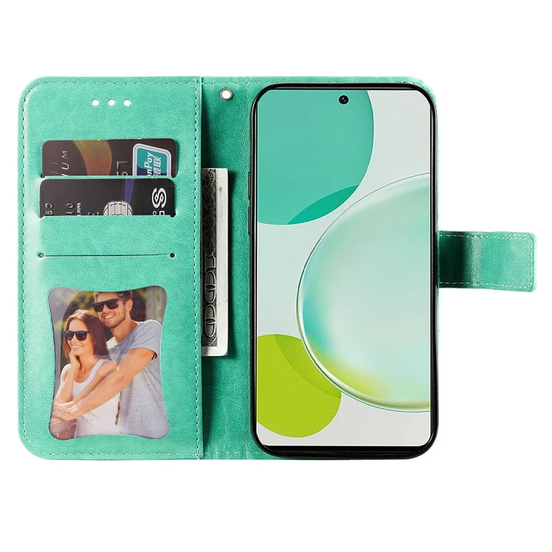 For Huawei nova 11i / Maimang 20 / Enjoy 60 Pro Case Floral Pattern PU Leather Wallet Stand Phone Cover - Green