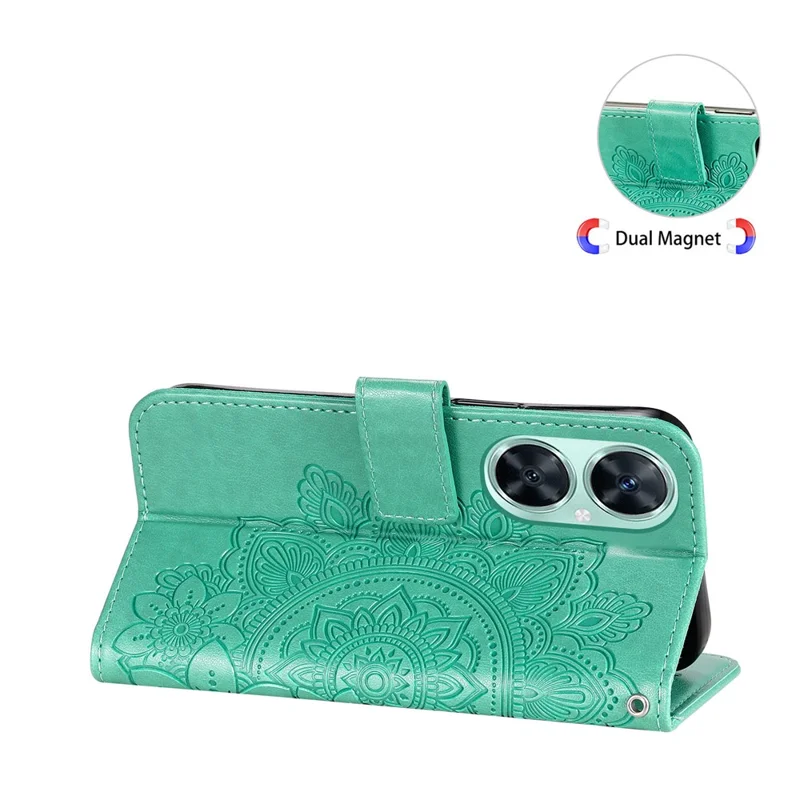 For Huawei nova 11i / Maimang 20 / Enjoy 60 Pro Case Floral Pattern PU Leather Wallet Stand Phone Cover - Green