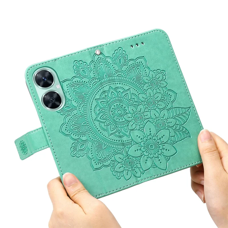 For Huawei nova 11i / Maimang 20 / Enjoy 60 Pro Case Floral Pattern PU Leather Wallet Stand Phone Cover - Green