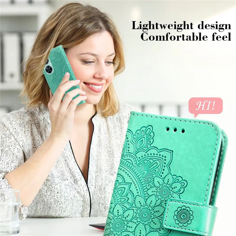 For Huawei nova 11i / Maimang 20 / Enjoy 60 Pro Case Floral Pattern PU Leather Wallet Stand Phone Cover - Green