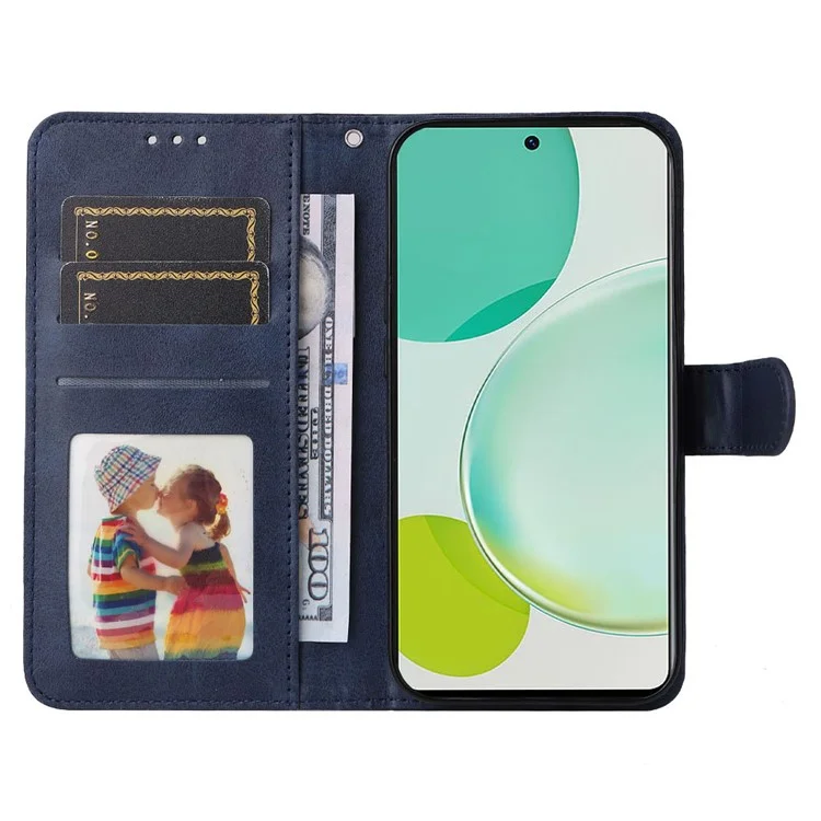 For Huawei nova 11i / Maimang 20 / Enjoy 60 Pro Wallet Phone Case PU Leather Calf Texture Stand Cover - Blue