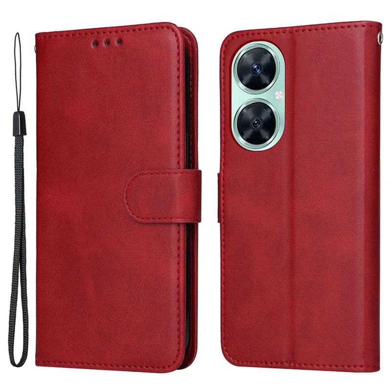 For Huawei nova 11i / Maimang 20 / Enjoy 60 Pro Wallet Phone Case PU Leather Calf Texture Stand Cover - Red