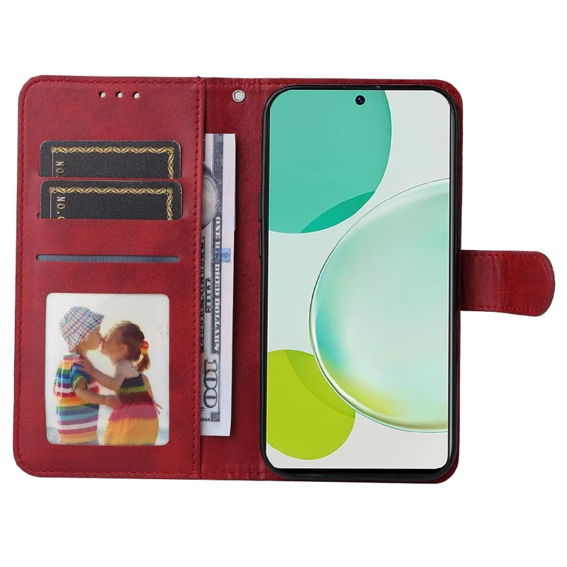 For Huawei nova 11i / Maimang 20 / Enjoy 60 Pro Wallet Phone Case PU Leather Calf Texture Stand Cover - Red