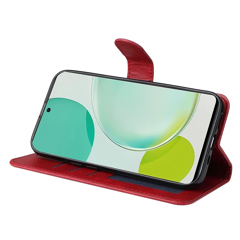 For Huawei nova 11i / Maimang 20 / Enjoy 60 Pro Wallet Phone Case PU Leather Calf Texture Stand Cover - Red