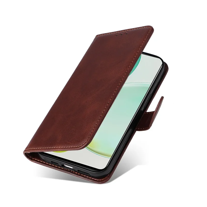 For Huawei nova 11i / Maimang 20 / Enjoy 60 Pro Wallet Phone Case PU Leather Calf Texture Stand Cover - Brown