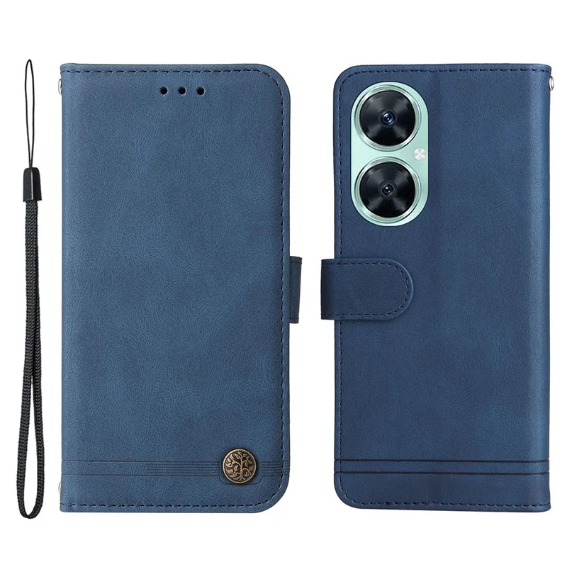 Funda de teléfono tipo cartera con líneas impresas y soporte para Huawei nova 11i / Maimang 20 / Enjoy 60 Pro - Azul