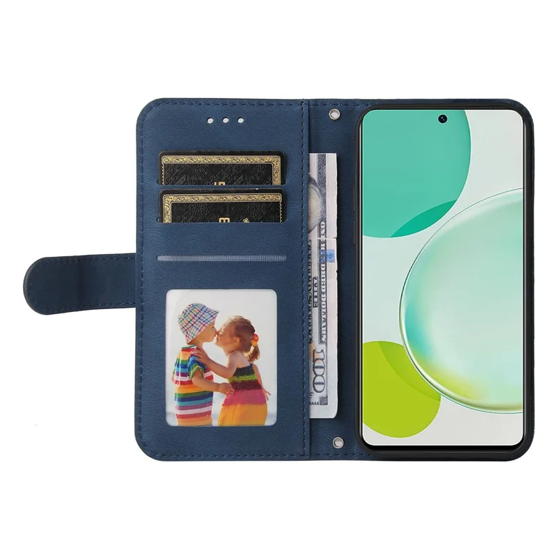 Funda de teléfono tipo cartera con líneas impresas y soporte para Huawei nova 11i / Maimang 20 / Enjoy 60 Pro - Azul