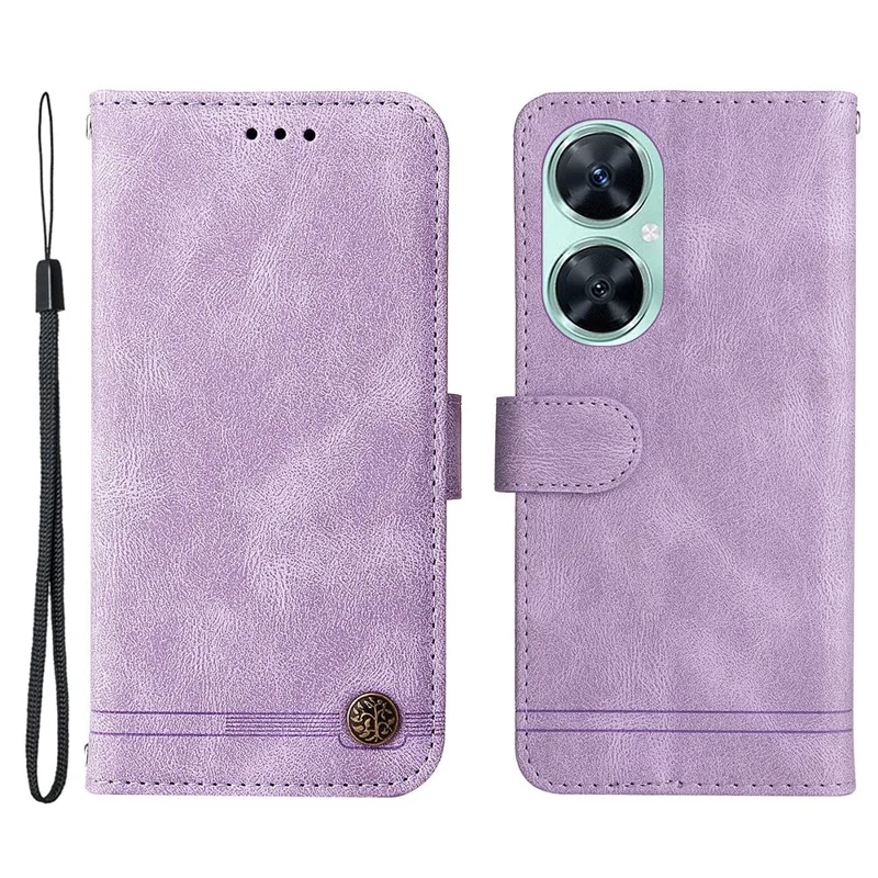 Para Huawei nova 11i / Maimang 20 / Enjoy 60 Pro Wallet Phone Case Imprinted Lines Leather Stand Cover - Roxo