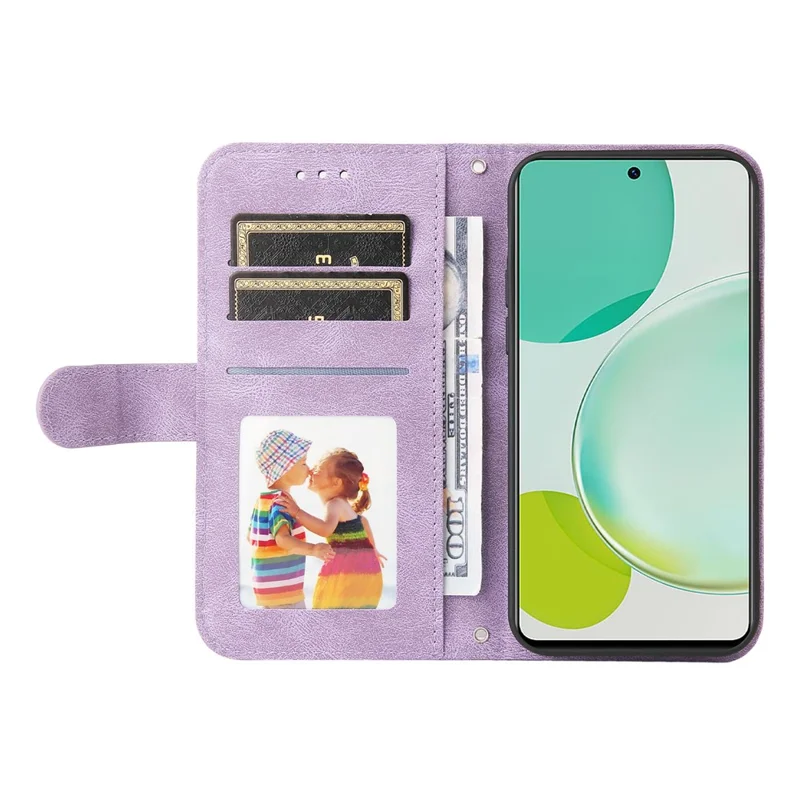 Para Huawei nova 11i / Maimang 20 / Enjoy 60 Pro Wallet Phone Case Imprinted Lines Leather Stand Cover - Roxo
