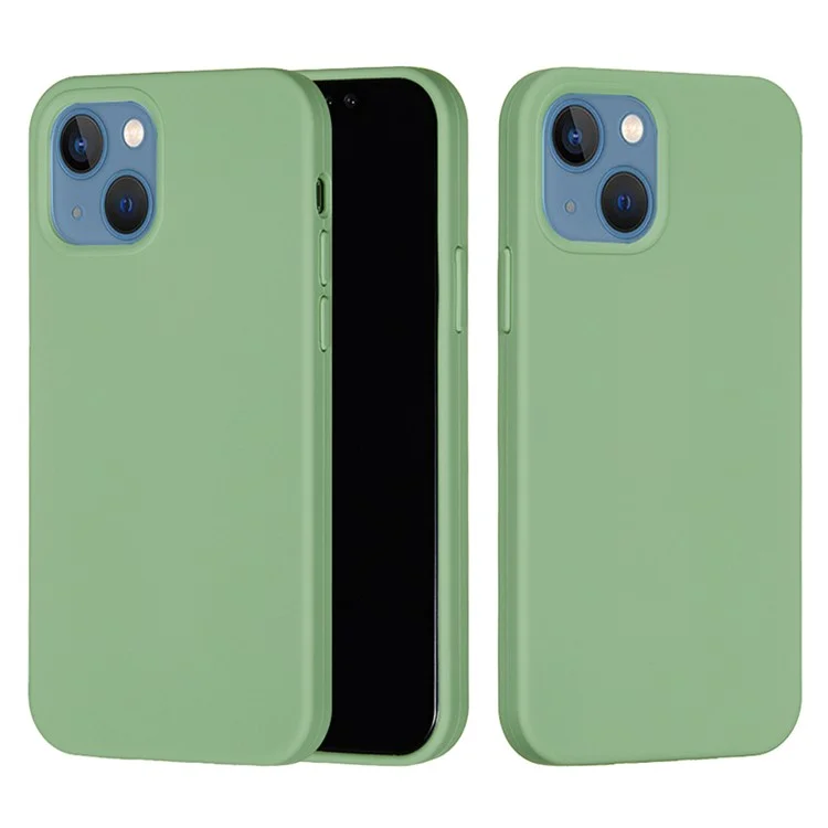 For iPhone 15 Plus Liquid Silicone Anti-drop Phone Case Soft Lining Back Cover - Mint Green