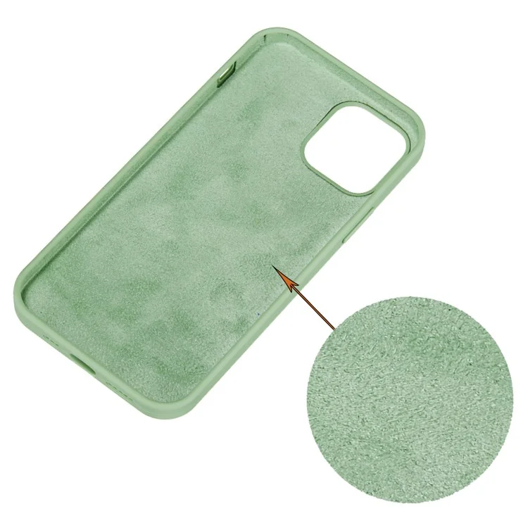 For iPhone 15 Plus Liquid Silicone Anti-drop Phone Case Soft Lining Back Cover - Mint Green