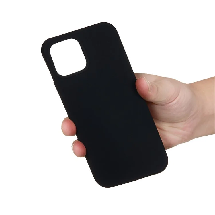 For iPhone 15 Plus Liquid Silicone Anti-drop Phone Case Soft Lining Back Cover - Black