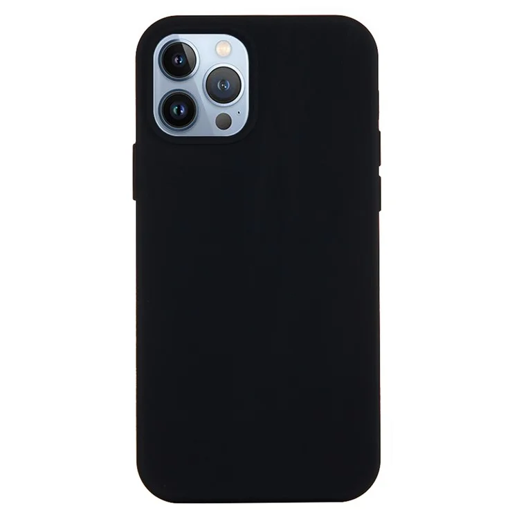 Para Iphone 15 Pro Liquid Silicone Silicone Case Lineo Suave Contra la Cubierta Posterior Anti-scratch - Negro