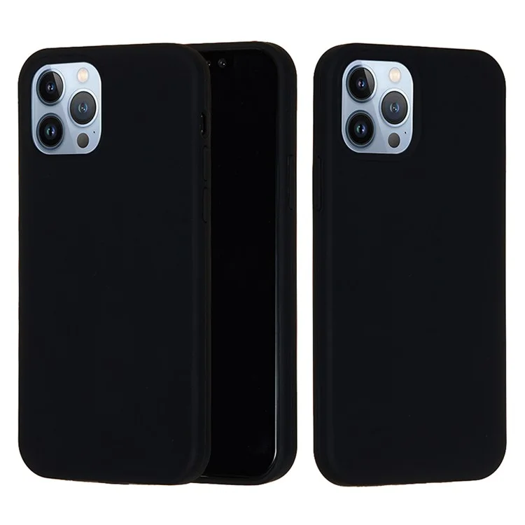 Для iPhone 15 Pro Liquid Silicone Phone Case Soft Lining Anti-scratch Back Cover - Черный