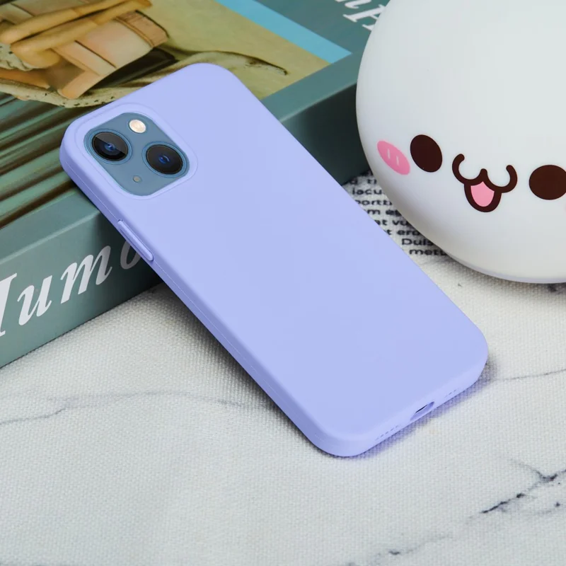 For iPhone 15 Flexible Liquid Silicone Phone Case Soft Lining Anti-drop Cover - Light Purple
