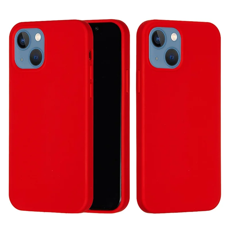 For iPhone 15 Fleksibel Flydende Silikone Telefonbeskyttelse Med Blød Foder Antidråbe Dæksel - Rød