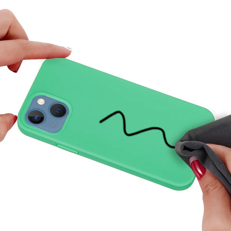 Para iPhone 15 Flexível Capa de Telefone de Silicone Líquido Forro Suave Anti-queda Capa - Verde