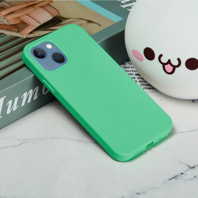 Para iPhone 15 Flexível Capa de Telefone de Silicone Líquido Forro Suave Anti-queda Capa - Verde