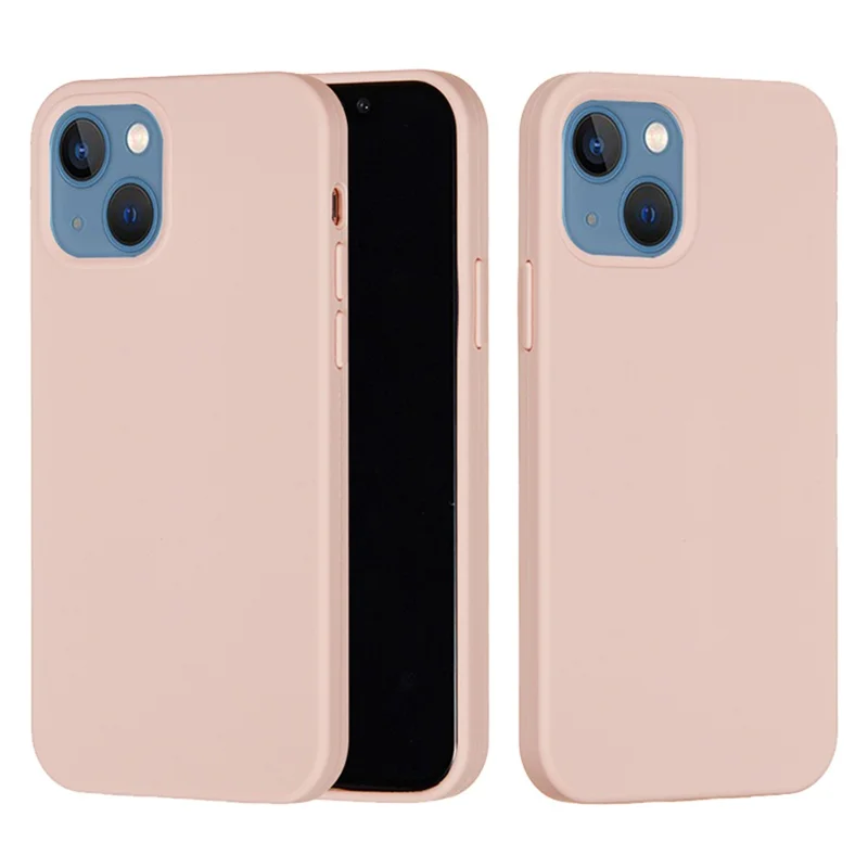 For iPhone 15 Flexible Liquid Silicone Phone Case Soft Lining Anti-drop Cover - Pink