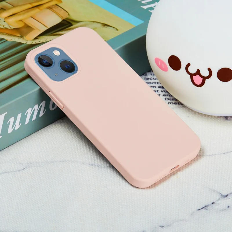 For iPhone 15 Flexible Liquid Silicone Phone Case Soft Lining Anti-drop Cover - Pink