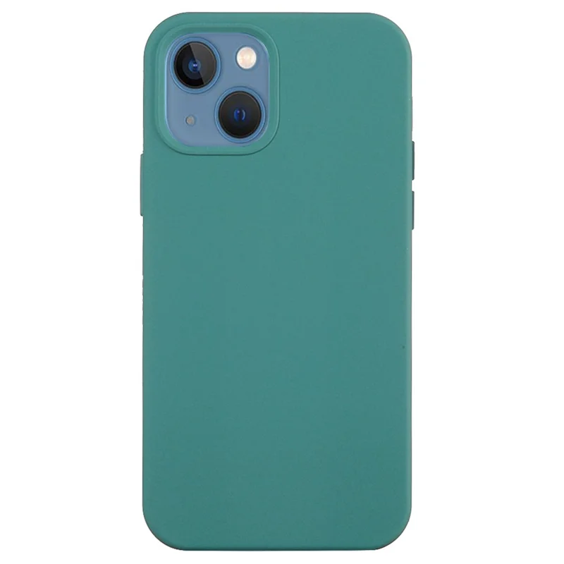 Funda de silicona líquida flexible para iPhone 15, revestimiento suave, anticolisión - Verde oscuro
