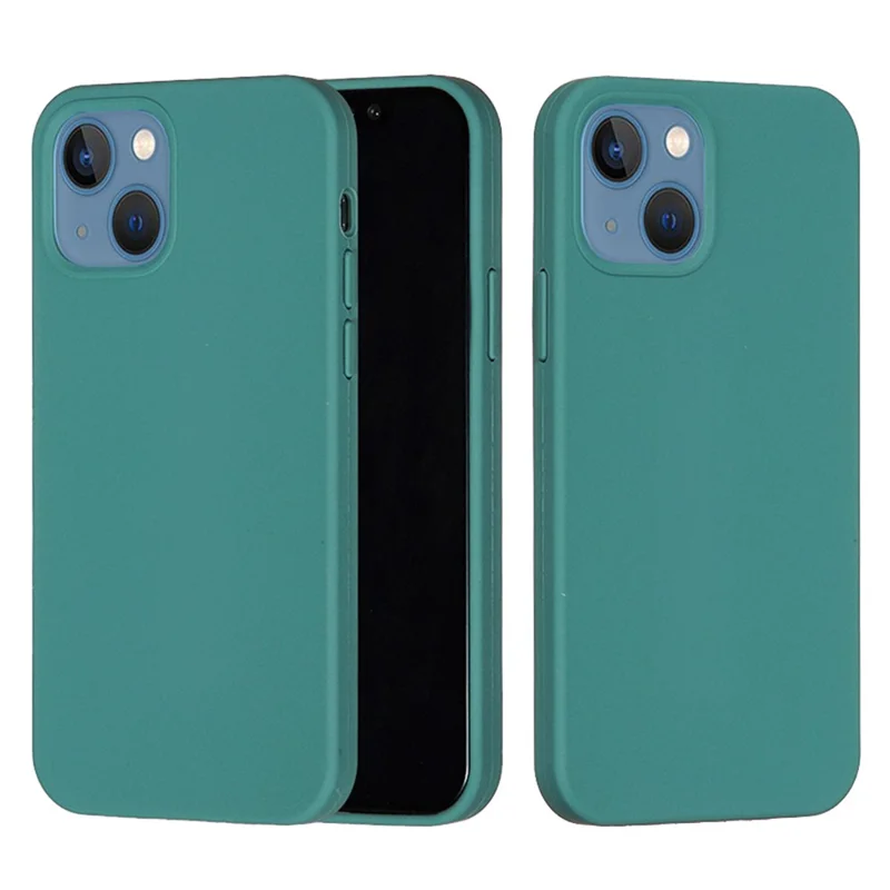 Funda de silicona líquida flexible para iPhone 15, revestimiento suave, anticolisión - Verde oscuro