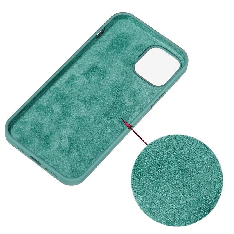 Funda de silicona líquida flexible para iPhone 15, revestimiento suave, anticolisión - Verde oscuro