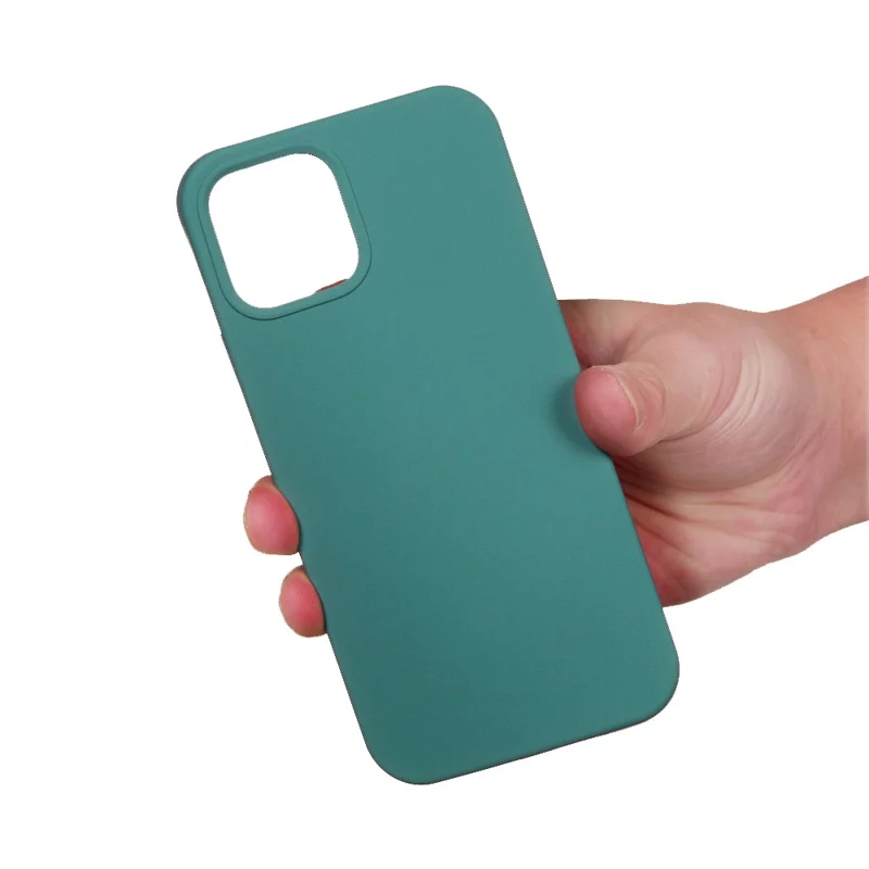 Funda de silicona líquida flexible para iPhone 15, revestimiento suave, anticolisión - Verde oscuro
