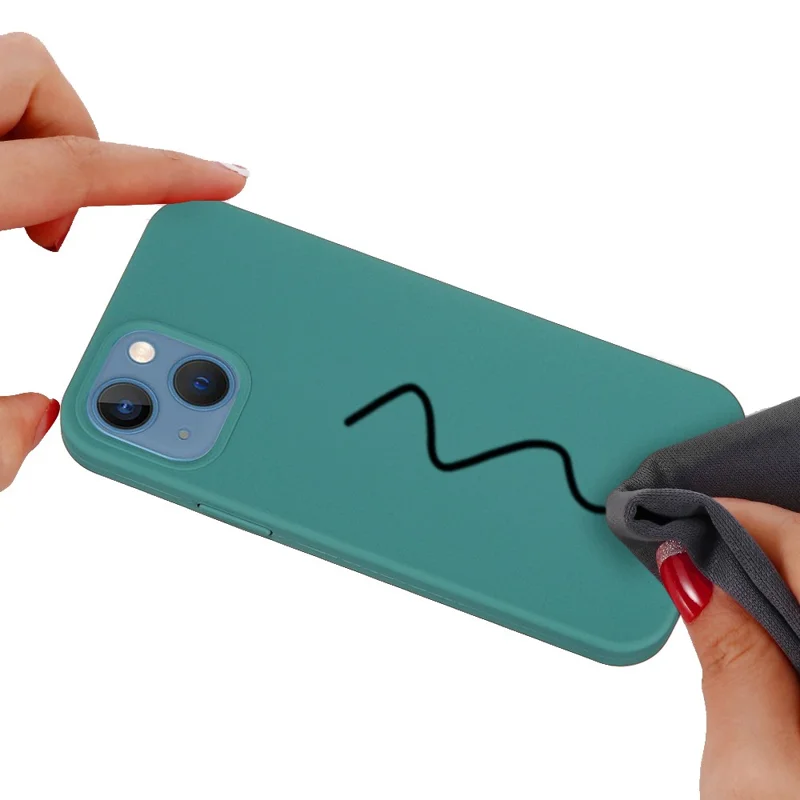 Funda de silicona líquida flexible para iPhone 15, revestimiento suave, anticolisión - Verde oscuro