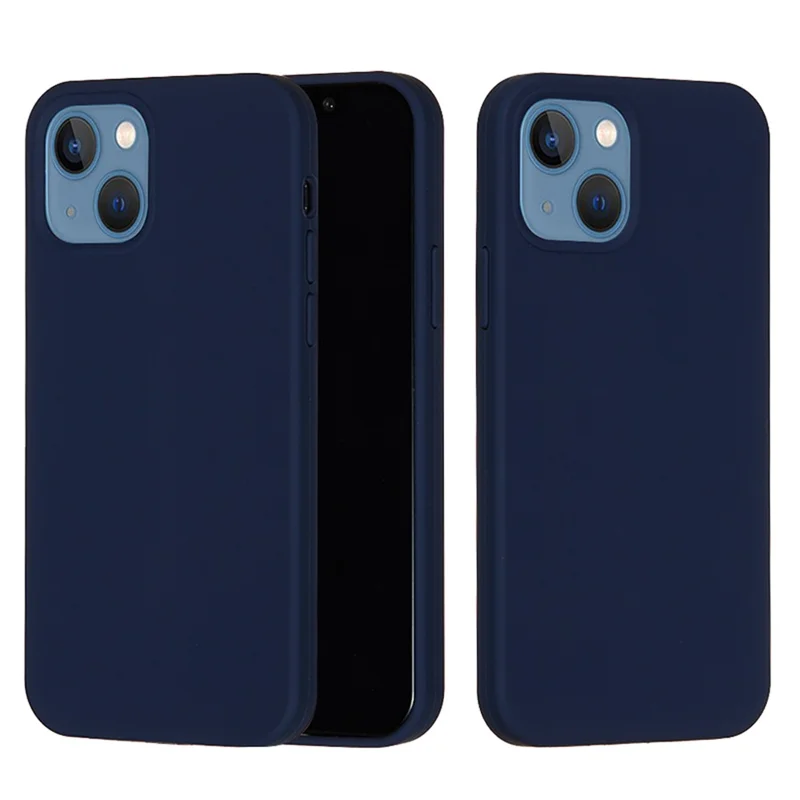 For iPhone 15 Flexible Liquid Silicone Phone Case Soft Lining Anti-drop Cover - Midnight Blue