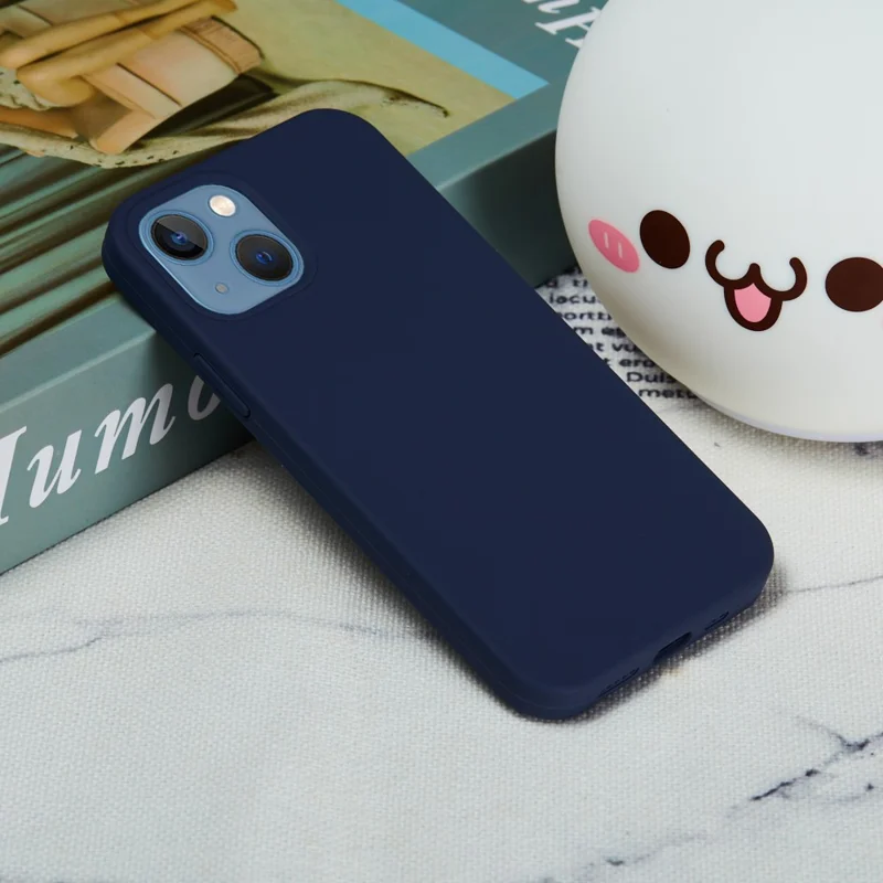 For iPhone 15 Flexible Liquid Silicone Phone Case Soft Lining Anti-drop Cover - Midnight Blue