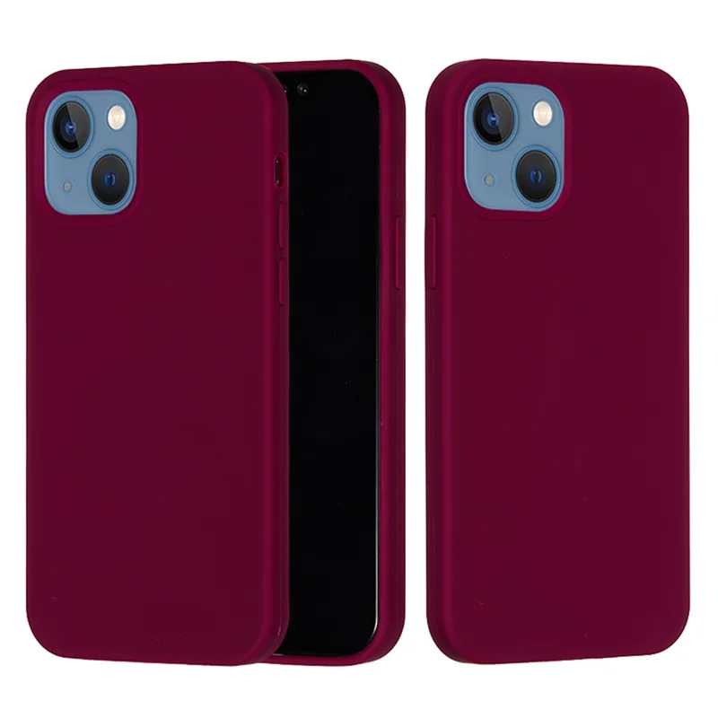 For iPhone 15 Flexible Liquid Silicone Phone Case Soft Lining Anti-drop Cover - Wine Red
