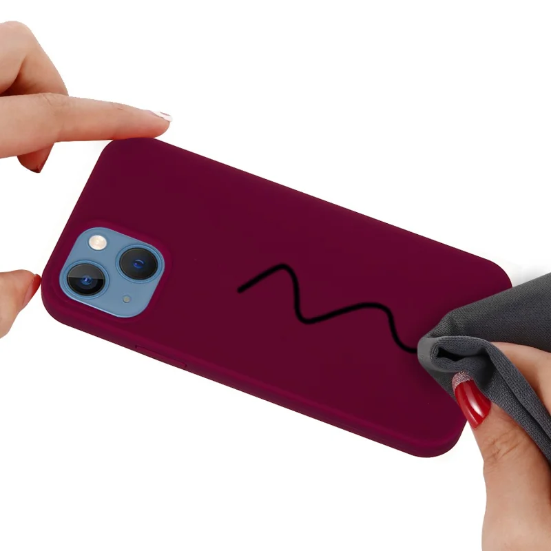 For iPhone 15 Flexible Liquid Silicone Phone Case Soft Lining Anti-drop Cover - Wine Red