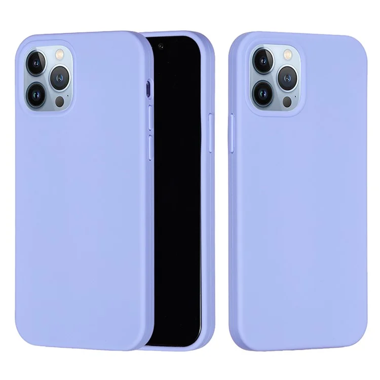 Pour iPhone 15 Pro Max Liquid Silicone Soft Lining Back Cover Anti-drop Phone Case - Light Purple