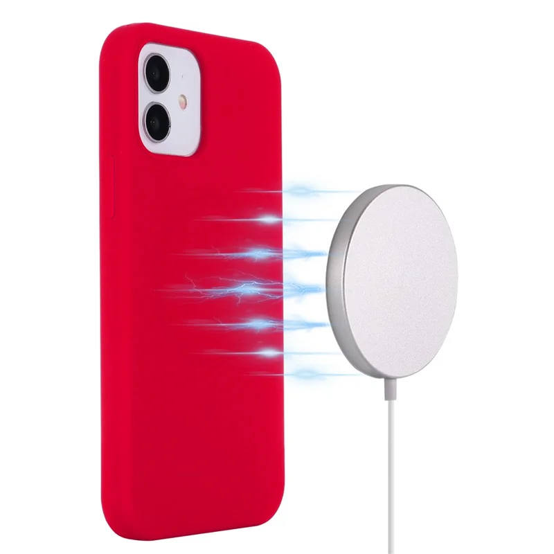 For iPhone 15 Pro Compatible with MagSafe Wireless Charging Phone Case Soft Anti-scratch Silicone Cover - Red