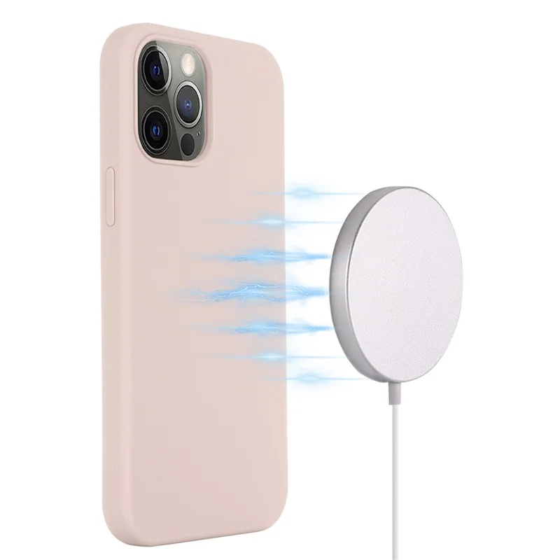 For iPhone 15 Pro Compatible with MagSafe Wireless Charging Phone Case Soft Anti-scratch Silicone Cover - Pink
