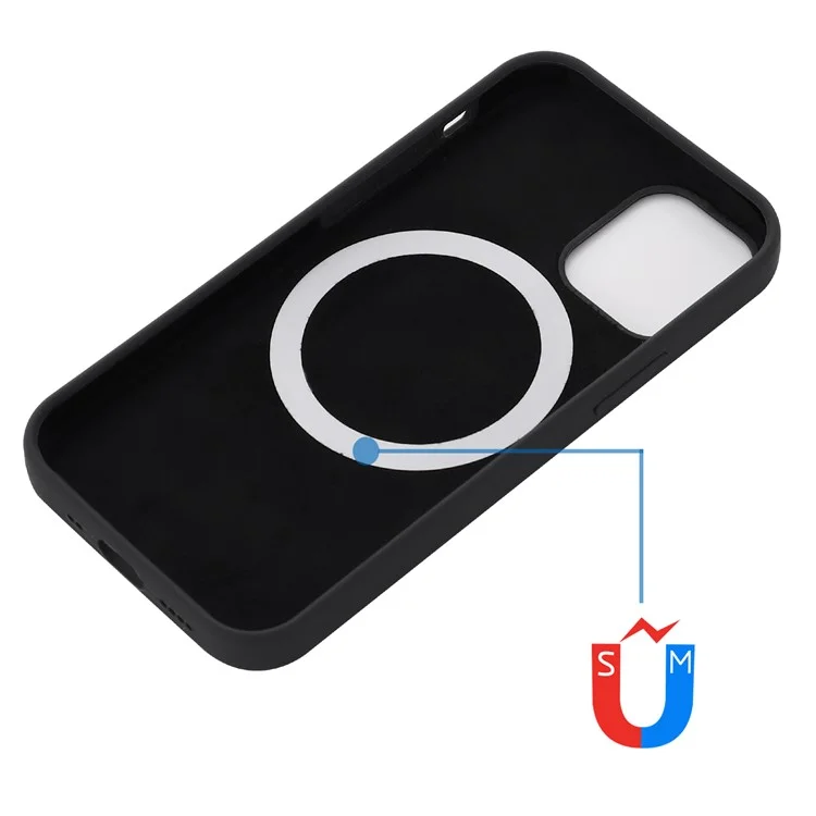 For iPhone 15 Soft Silicone Phone Case Slim Phone Cover Compatible with MagSafe Wireless Charging - Black