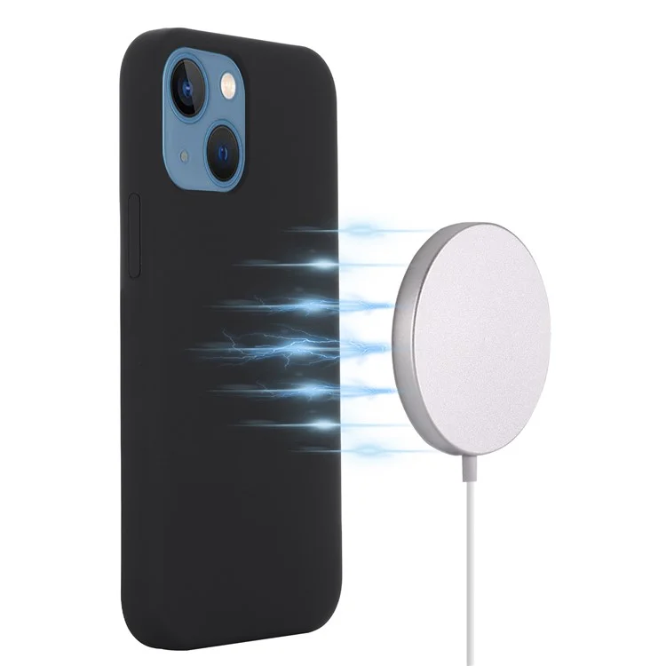 For iPhone 15 Plus Anti-Drop Phone Case Soft Silicone Phone Cover Compatible with MagSafe Wireless Charging - Black
