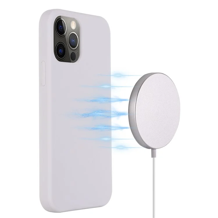 For iPhone 15 Pro Max Slim Phone Case Soft Silicone Phone Shell Compatible with MagSafe Wireless Charging - White