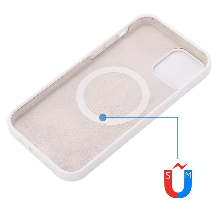 For iPhone 15 Pro Max Slim Phone Case Soft Silicone Phone Shell Compatible with MagSafe Wireless Charging - White