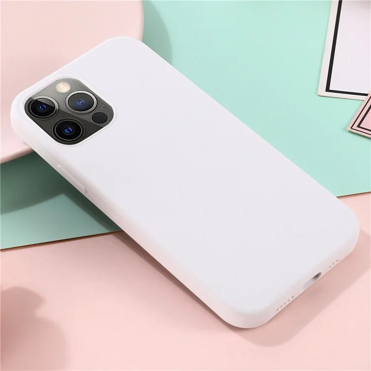For iPhone 15 Pro Max Slim Phone Case Soft Silicone Phone Shell Compatible with MagSafe Wireless Charging - White