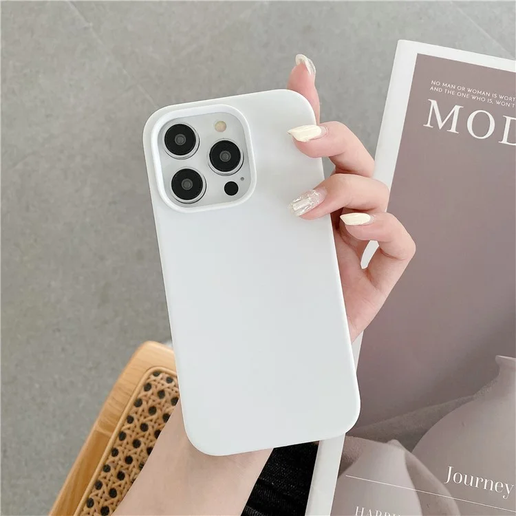 For iPhone 15 Pro Max Slim Phone Case Soft Silicone Phone Shell Compatible with MagSafe Wireless Charging - White