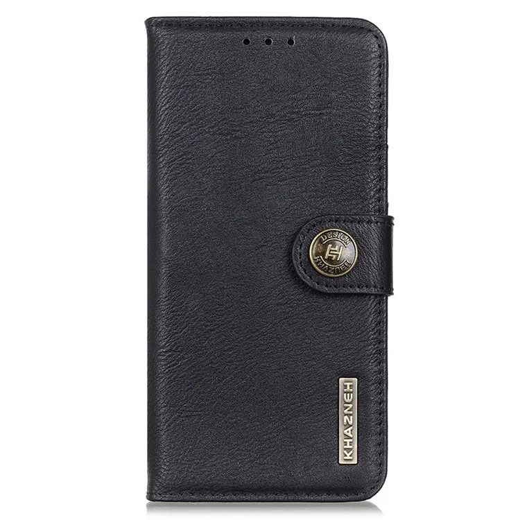 KHAZNEH Leather Wallet Shell for OnePlus Nord 3 5G / Ace 2V Cowhide Texture Flip Stand Phone Case - Black