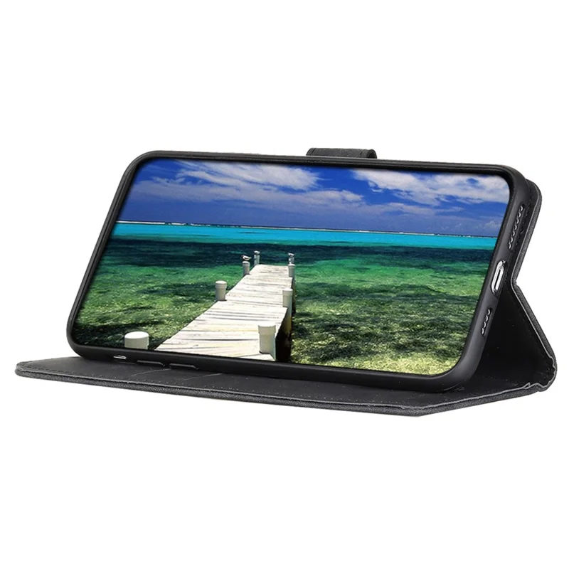 KHAZNEH For OnePlus Nord 3 5G / Ace 2V Retro Phone Stand Case PU Leather Drop-proof Wallet Cover - Black